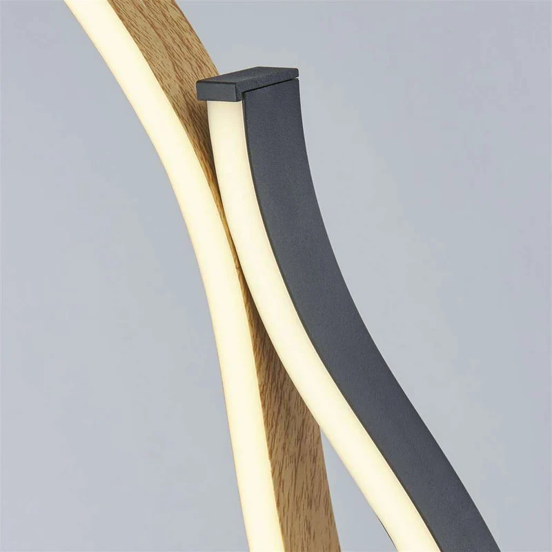 Lampe à poser BLOOM noir et effet bois