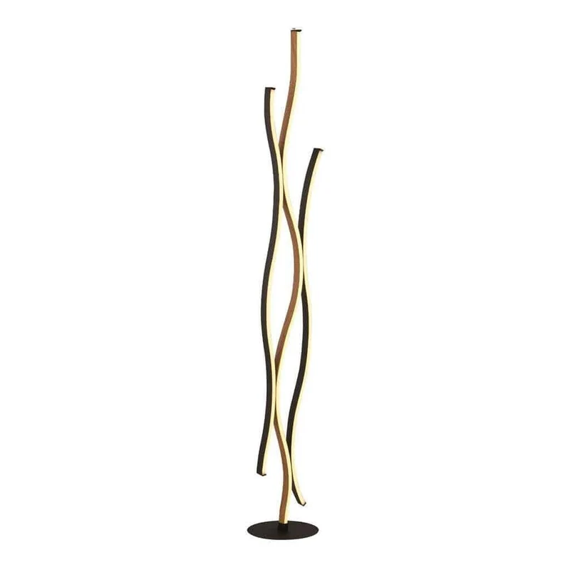 Lampadaire BLOOM noir et effet bois