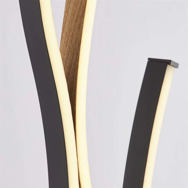 Lampadaire BLOOM noir et effet bois
