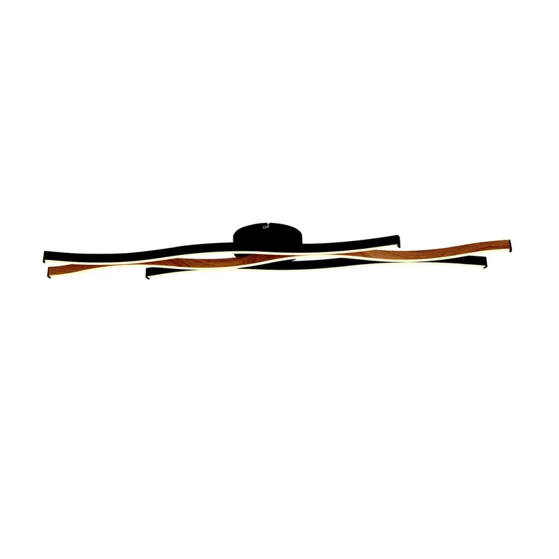 Plafonnier BLOOM noir et effet bois