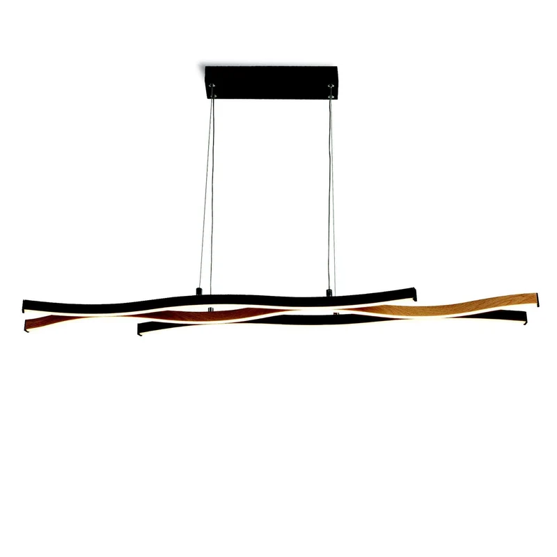Suspension BLOOM noir et effet bois