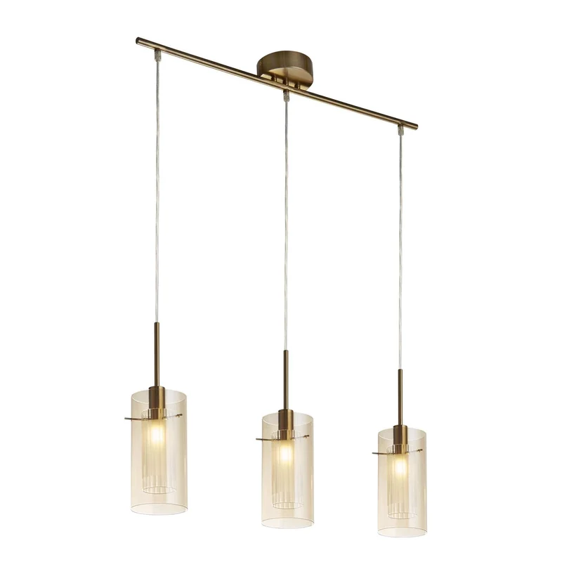 Suspension DUO-III 3 lampes champagnes