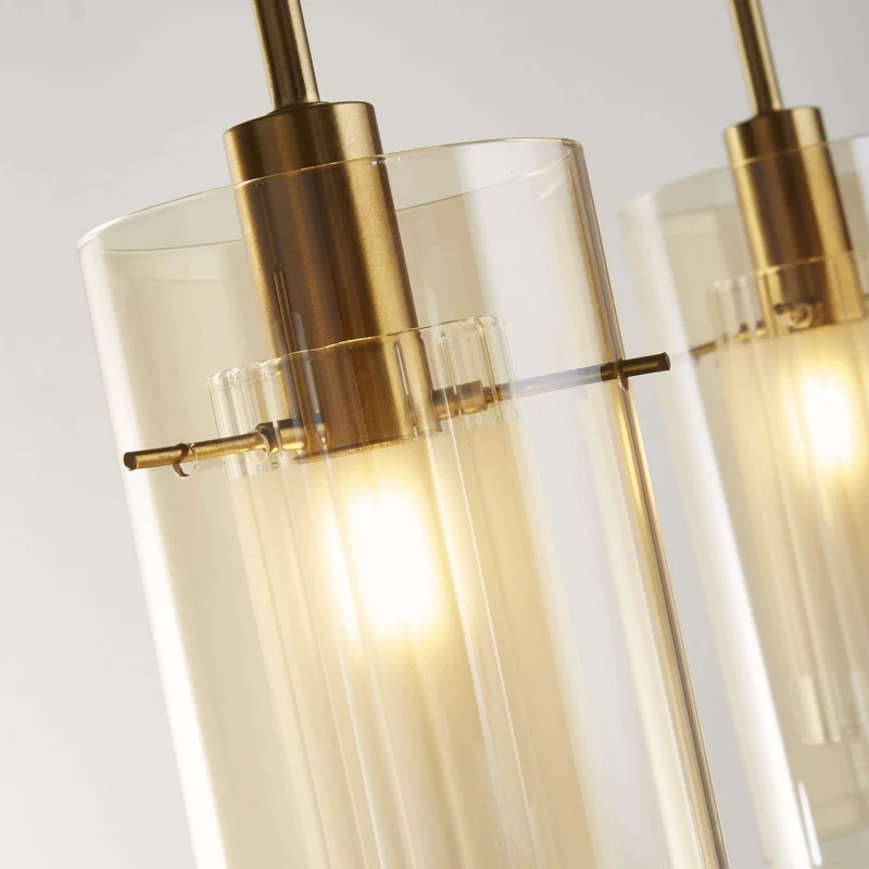 Suspension DUO-III 3 lampes champagnes