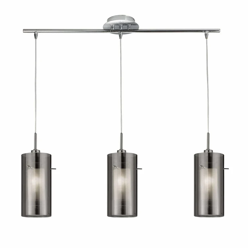 Suspension DUO-II 3 lampes fumées