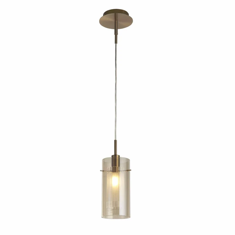 Suspension DUO-III 1 lampe double verre champagne