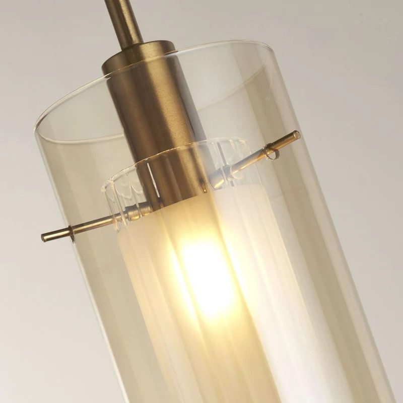 Suspension DUO-III 1 lampe double verre champagne
