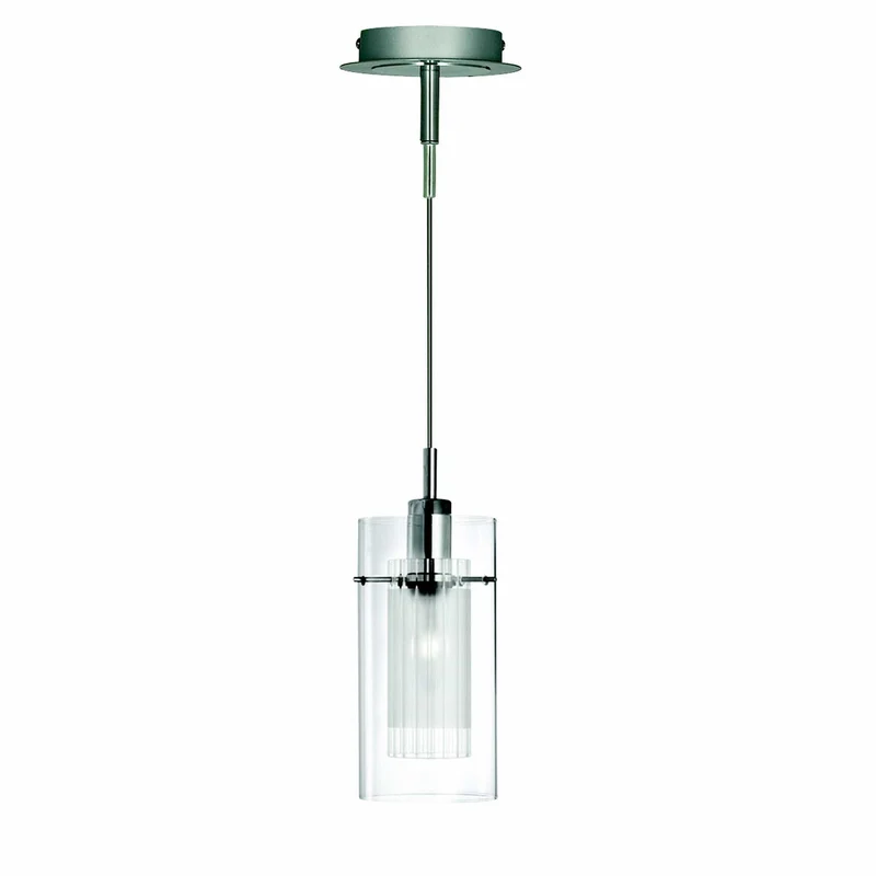 Suspension DUO-I 1 lampe double verre transparent