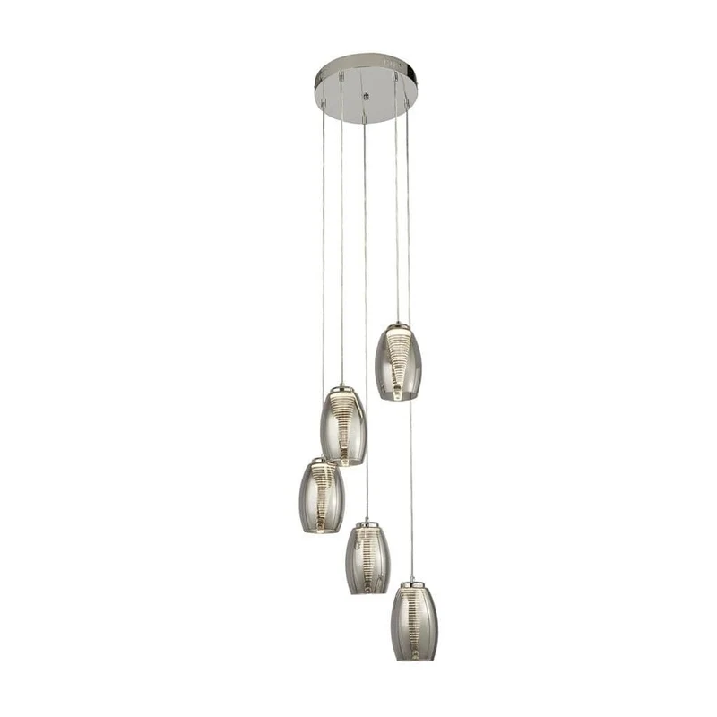 Suspension CYCLONE 5 lampes verre fumé