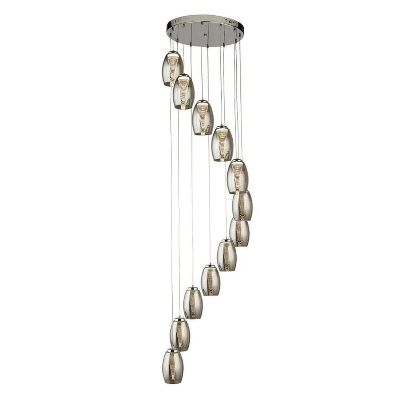 Suspension CYCLONE 12 lampes verre fumé