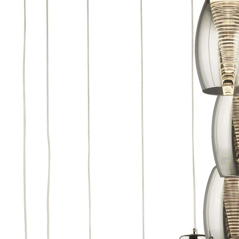 Suspension CYCLONE 12 lampes verre fumé