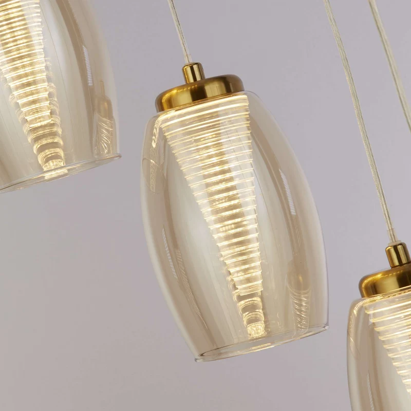 Suspension CYCLONE 12 lampes verre champagne
