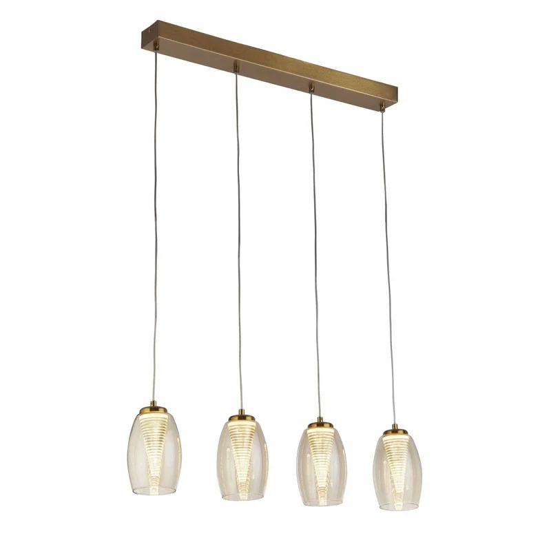 Suspension CYCLONE 4 lampes verre champagne