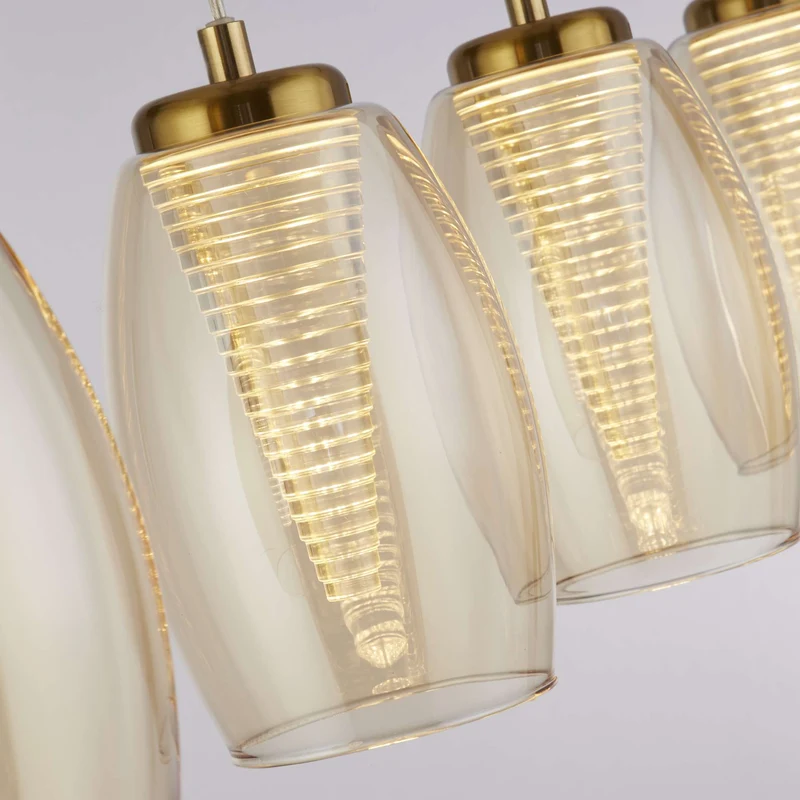 Suspension CYCLONE 4 lampes verre champagne