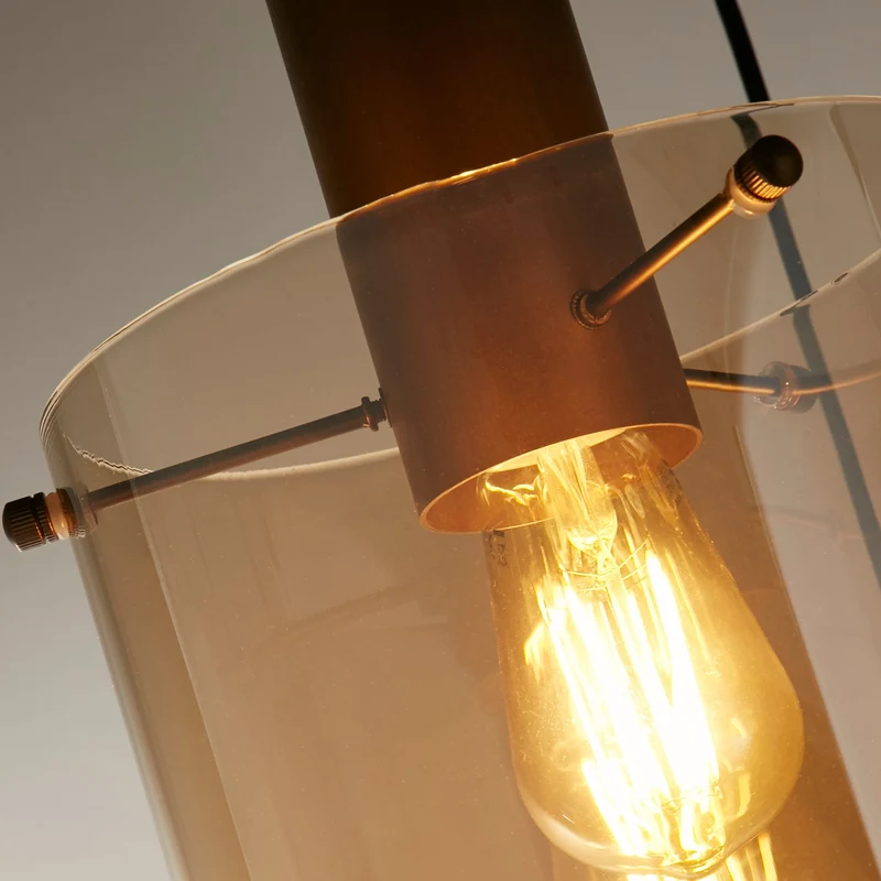 Suspension SWEDEN 3 lampes verre ambré