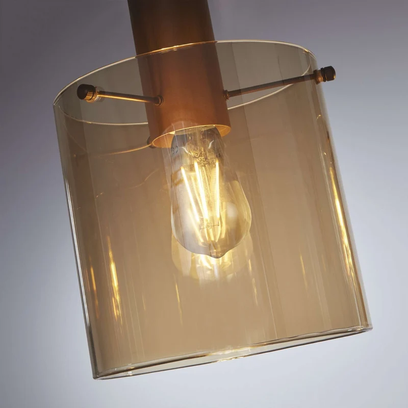 Suspension SWEDEN 4 lampes verre ambré