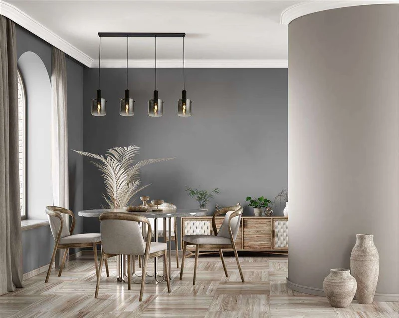 Suspension SWEDEN 4 lampes verre fumé noir
