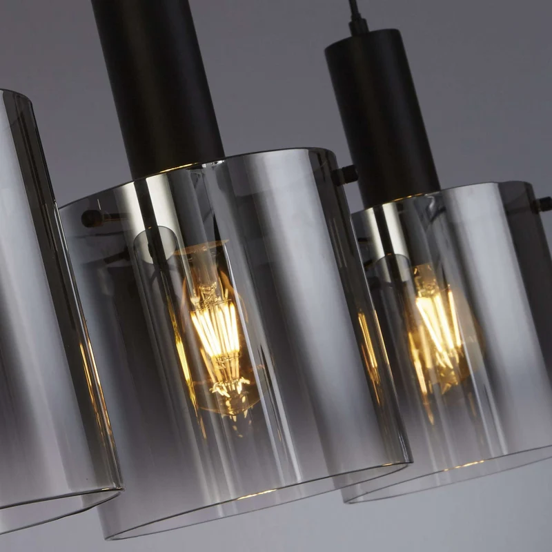 Suspension SWEDEN 4 lampes verre fumé noir