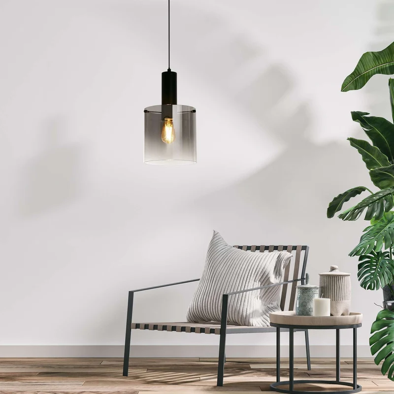 Suspension SWEDEN 1 lampe verre fumé noir