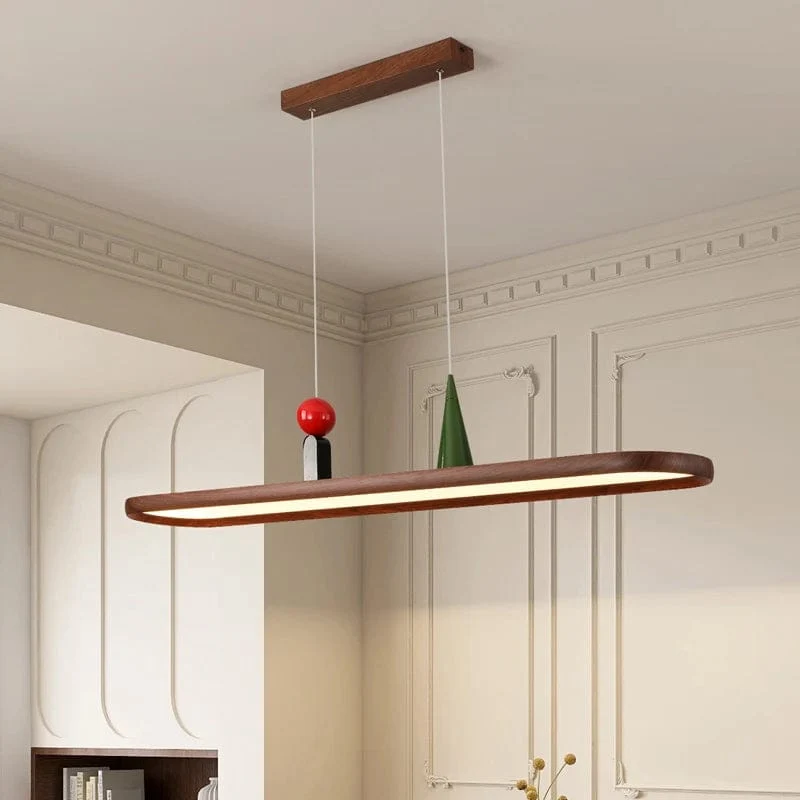 Suspension LED bois noyer