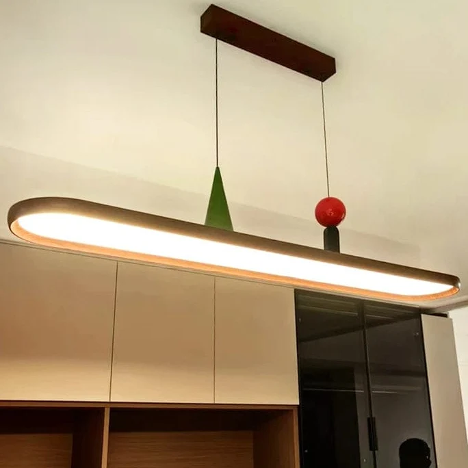 Suspension LED bois noyer