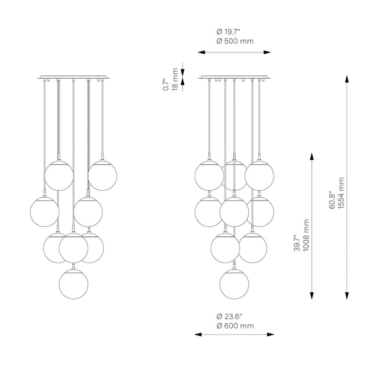 Suspensions LED opale marbre