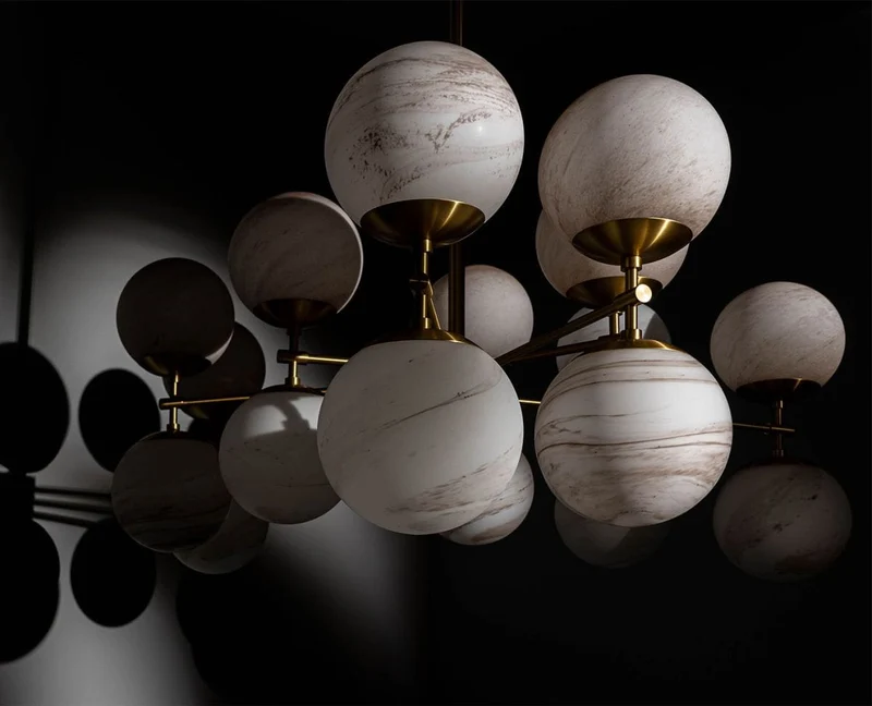 Chandelier noir globes