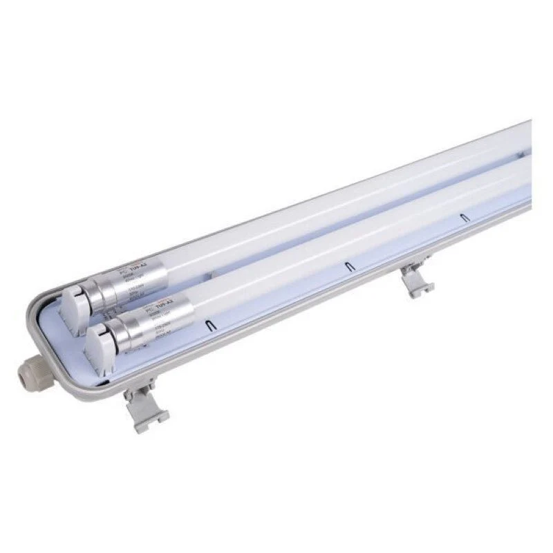 Kit de Réglette LED étanche Double IP65 + 2 Tubes T8 120cm 18W
