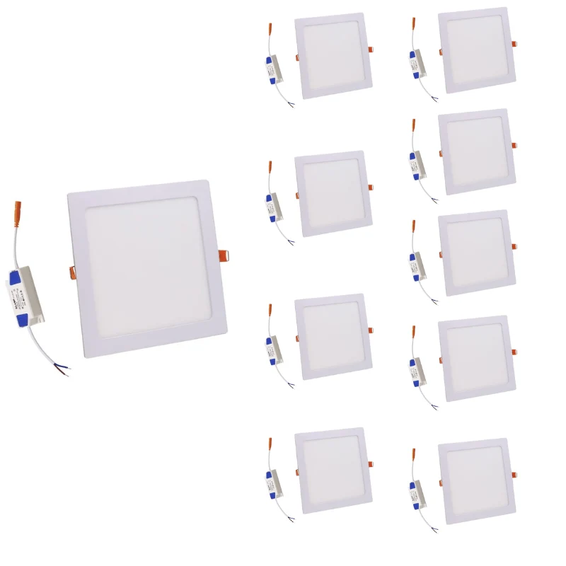 Spot LED Extra Plat Carré 12W Blanc CCT - 3000K/4000K/6000K - Pack de 10