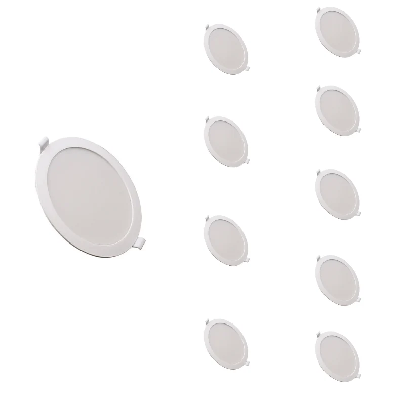 Spot LED Extra Plat Downlight Rond 12W Blanc CCT - 3000K/4000K/6000K - Pack de 10