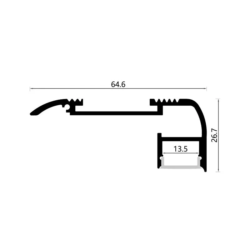 Nez de Marche Alu 2M Gris pour Ruban LED 10mm