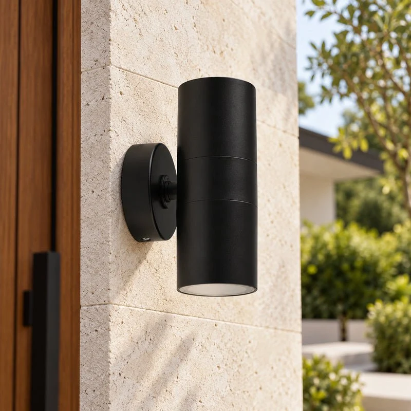 Applique Murale Noire IP65 Double Faisceau GU10