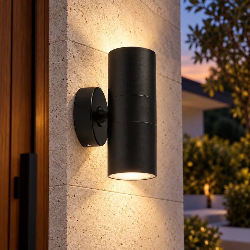 Applique Murale Noire IP65 Double Faisceau GU10