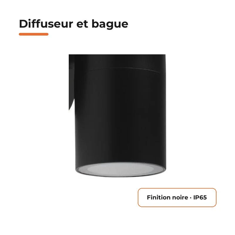 Applique Murale Noire IP65 Double Faisceau GU10