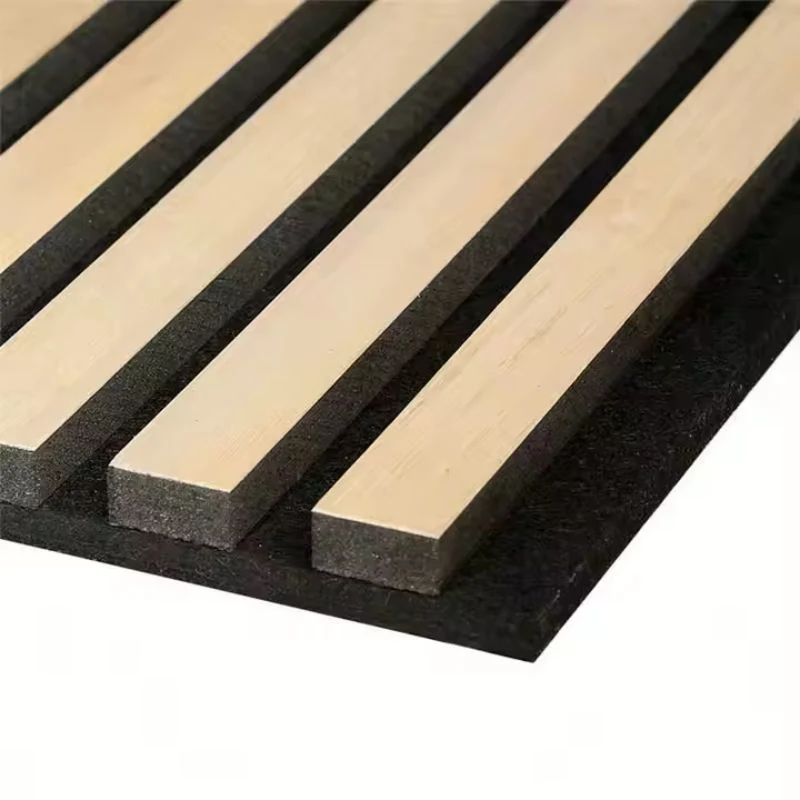 Lot de 2 Panneaux Acoustiques Muraux Bois 240x60x2,2cm - Chêne Blanc avec Fond Noir