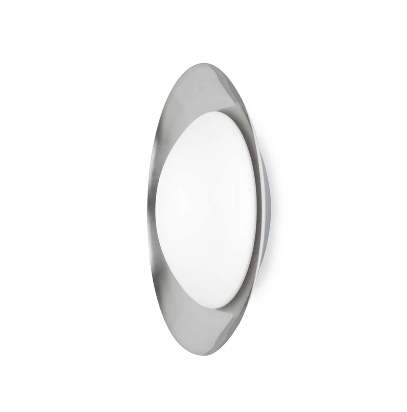 Plafonnier SIDE LED blanc et nickel mat diamètre 450 mm