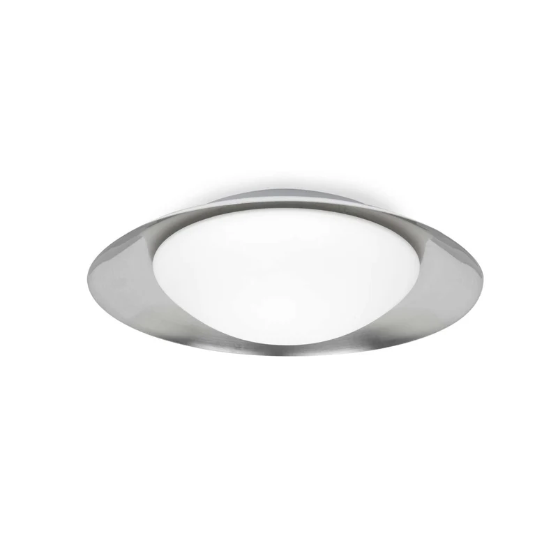Plafonnier SIDE LED blanc et nickel mat diamètre 450 mm