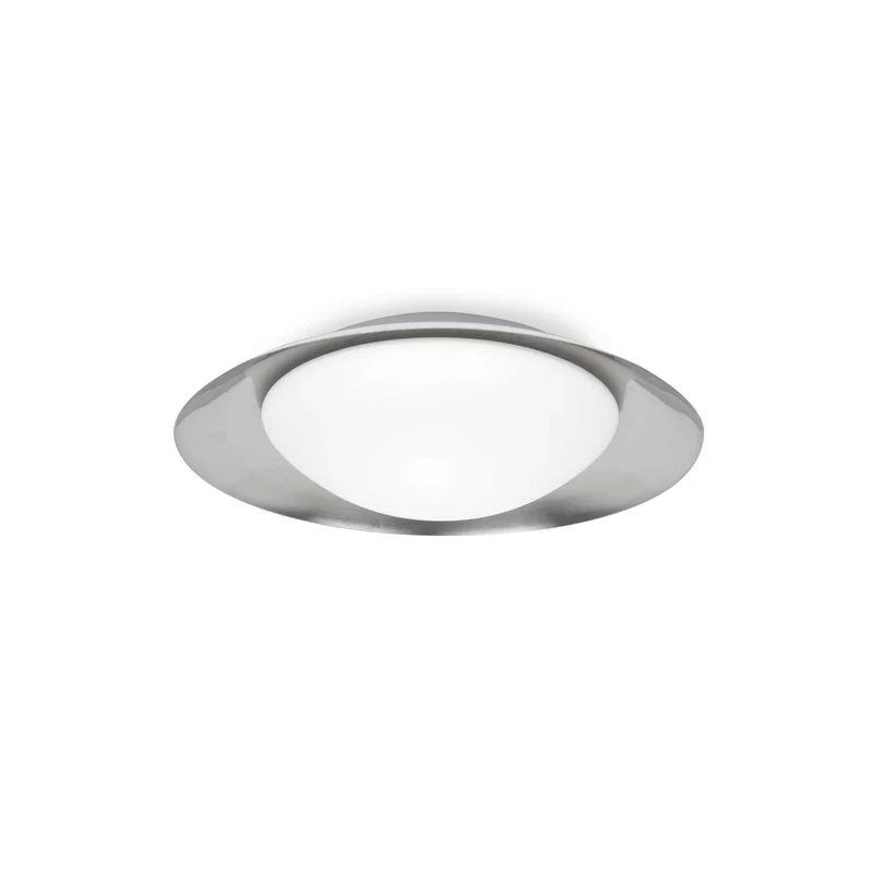 Plafonnier SIDE LED blanc et nickel mat diamètre 390 mm