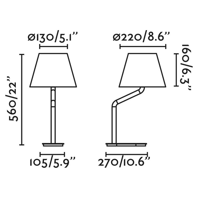 Lampe à poser ETERNA chrome abat-jour noir