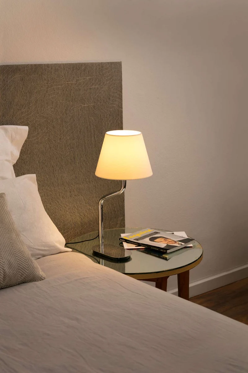 Lampe à poser ETERNA chrome abat-jour beige
