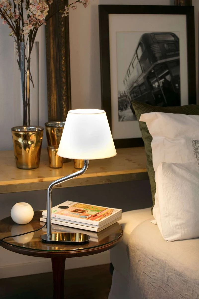 Lampe à poser ETERNA chrome abat-jour blanc