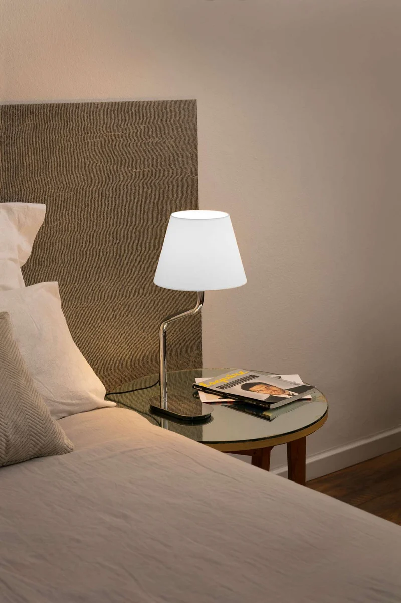 Lampe à poser ETERNA chrome abat-jour blanc