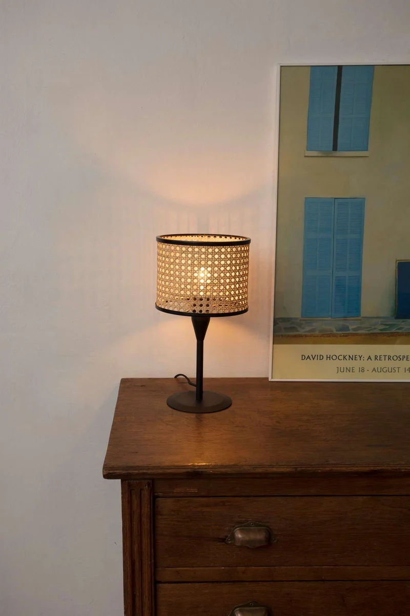 Lampe à poser MAMBO cannage rotin Ø 210 mm