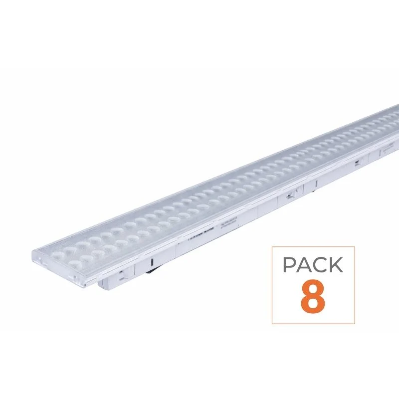 Spot Linéaire LED sur Rail Triphasé 150cm Blanc - Puissance Ajustable CCT - 3000K/4000K/6000K - Pack de 8