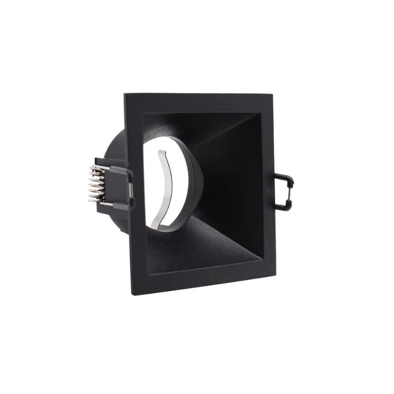 Support Encastrable Spot Carré Noir Mat pour Ampoule GU10