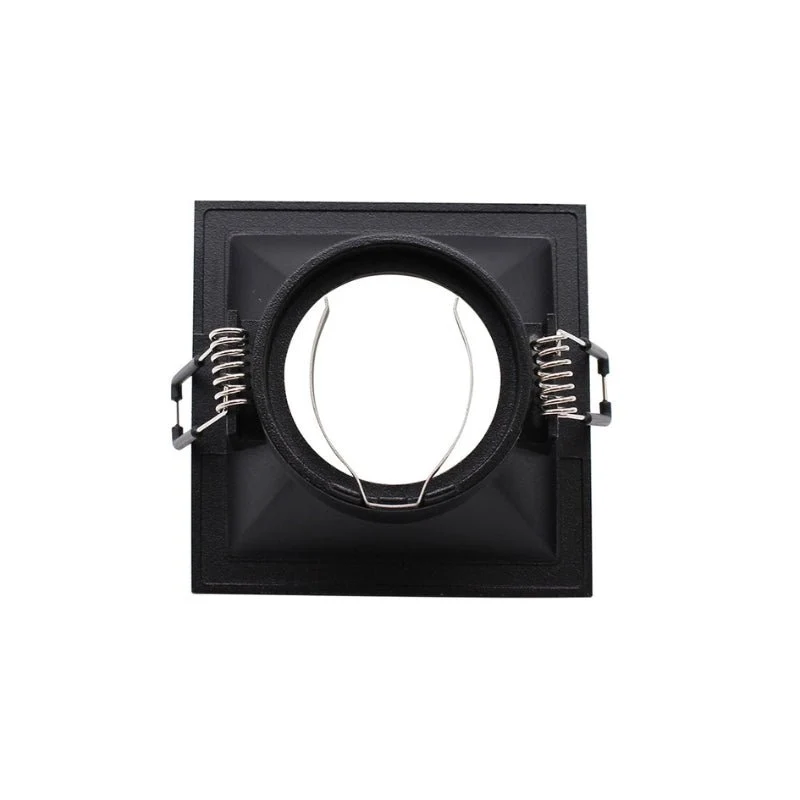 Support Encastrable Spot Carré Noir Mat pour Ampoule GU10