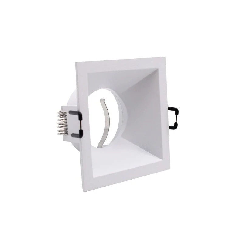 Support Encastrable Spot Carré Blanc Mat pour Ampoule GU10