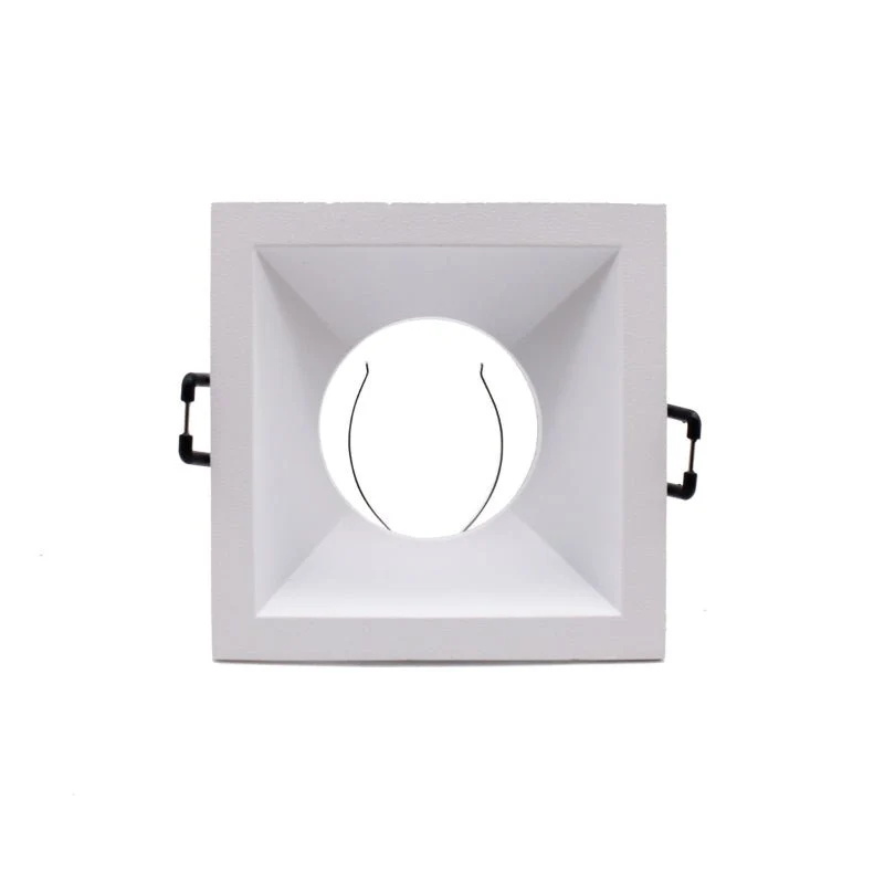 Support Encastrable Spot Carré Blanc Mat pour Ampoule GU10