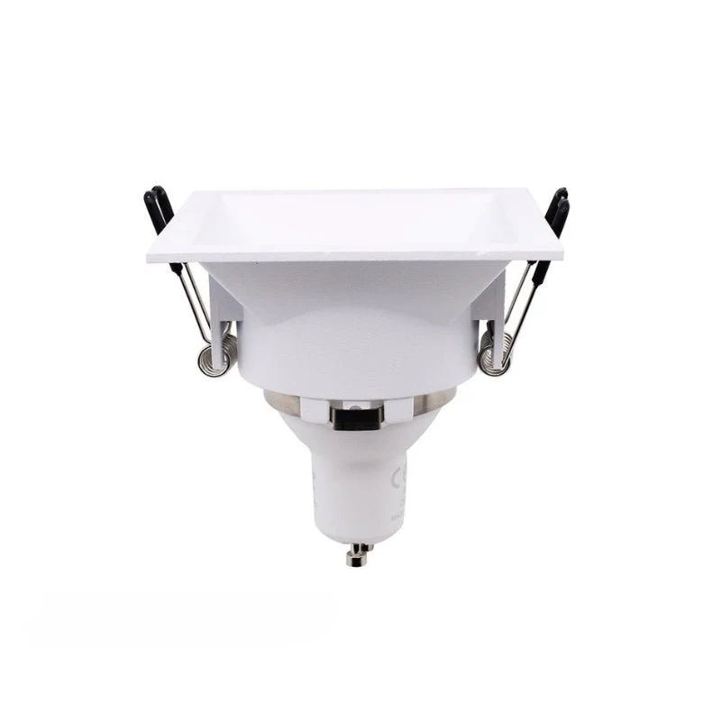 Support Encastrable Spot Carré Blanc Mat pour Ampoule GU10