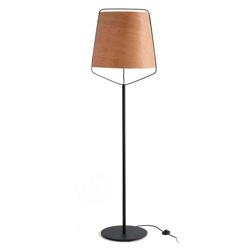 Lampadaire STOOD acier noir et bois