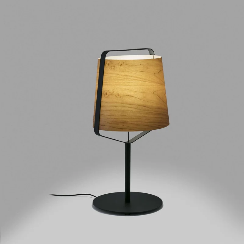 Lampe à poser STOOD acier noir et bois